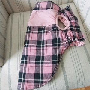 Dog Coat Pastel Pink Plaid NWOT Size M Reversible to Solid Pastel Pink